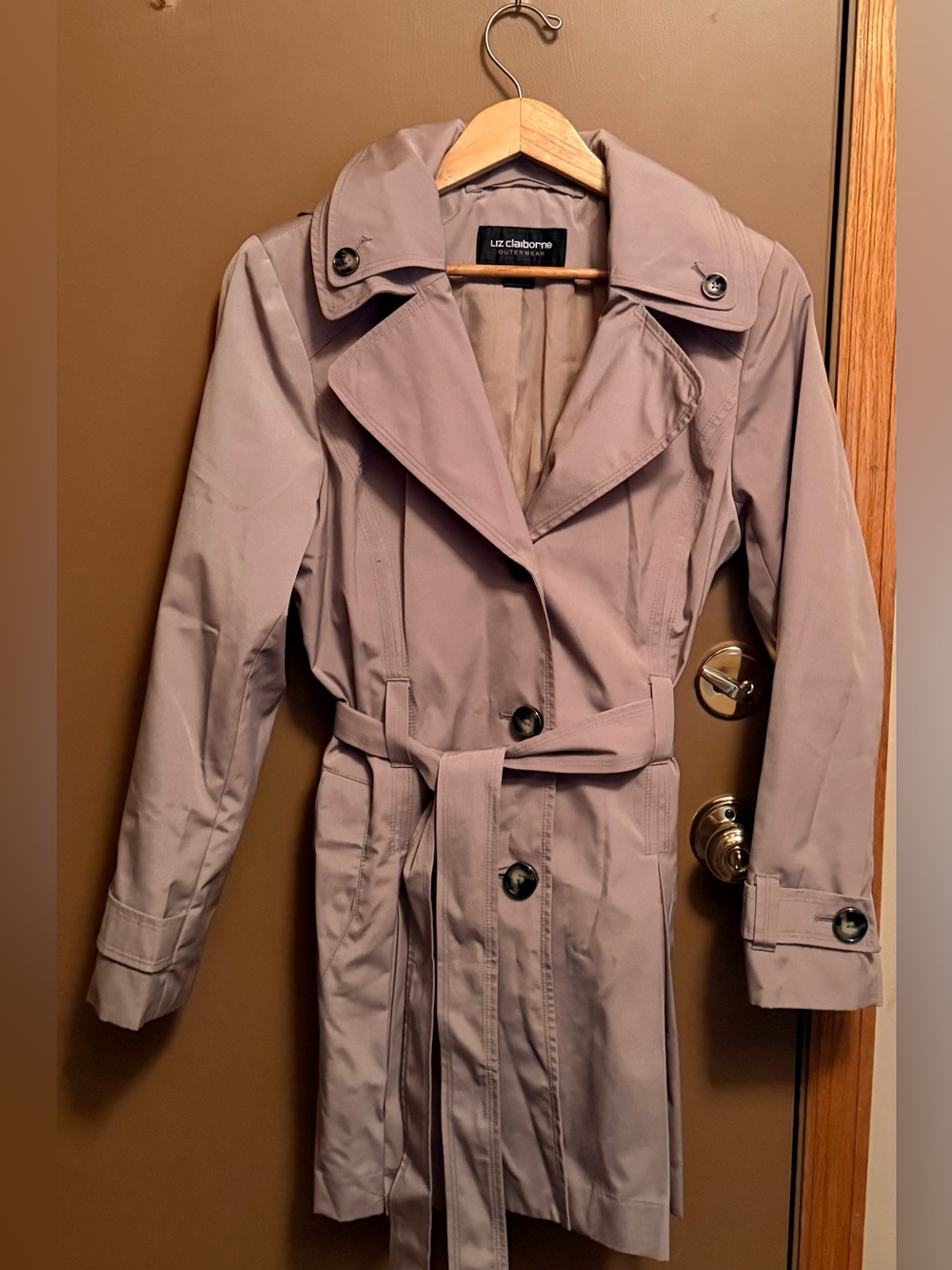 Liz Claiborne Taupe Belted Trench Coat